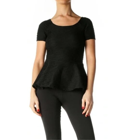 ❤️ ZARA COLLECTION black peplum top Size S - Picture 1 of 5